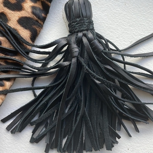 SIMONE CAMILLE Leopard real animal fur Leather Tassel clutch - Picture 3 of 9